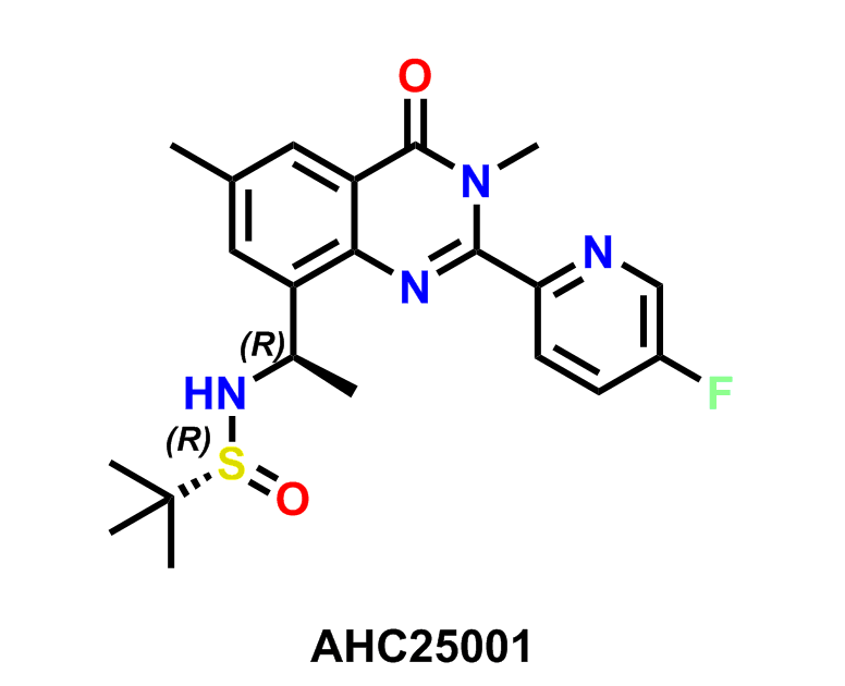 (R)-N-((R)-1-(2-(5-Fluoropyridin-2-yl)-3,6-dimethyl-4-oxo-3,4-dihydroquinazolin-8-yl)ethyl)-2-methylpropane-2-sulfinamide
