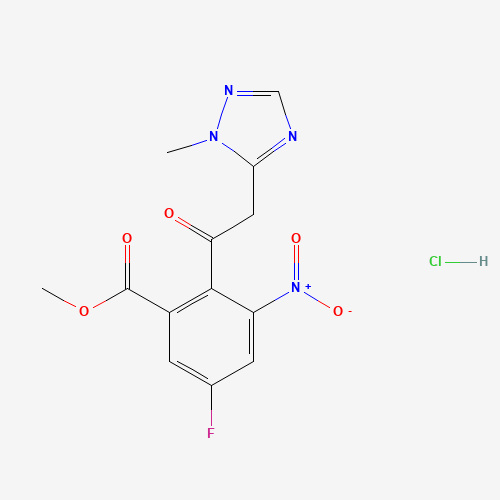 Methyl 5-fluoro-2-(2-(1-methyl-1H-1,2,4-triazol-5-yl)acetyl)-3-nitrobenzoate hydrochloride