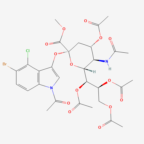 (1S,2S)-1-((2R,3R,4S,6S)-3-acetamido-4-acetoxy-6-((1-acetyl-5-bromo-4-chloro-1H-indol-3-yl)oxy)-6-(methoxycarbonyl)tetrahydro-2H-pyran-2-yl)propane-1,2,3-triyl triacetate