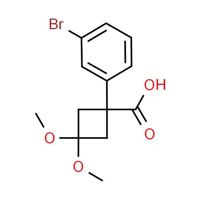 1-(3-Bromophenyl)-3,3-dimethoxycyclobutane-1-carboxylic acid