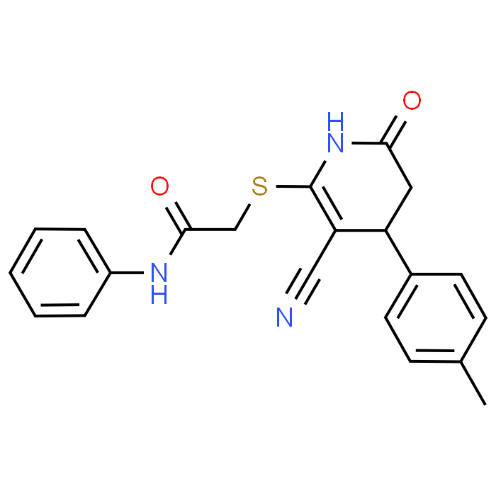 2-((3-Cyano-6-oxo-4-(p-tolyl)-1,4,5,6-tetrahydropyridin-2-yl)thio)-N-phenylacetamide