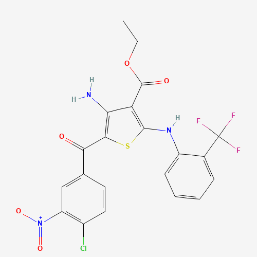 Ethyl 4-amino-5-(4-chloro-3-nitrobenzoyl)-2-((2-(trifluoromethyl)phenyl)amino)thiophene-3-carboxylate