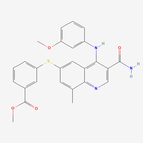 Methyl 3-(3-carbamoyl-4-(3-methoxyphenylamino)-8-methylquinolin-6-ylthio)benzoate