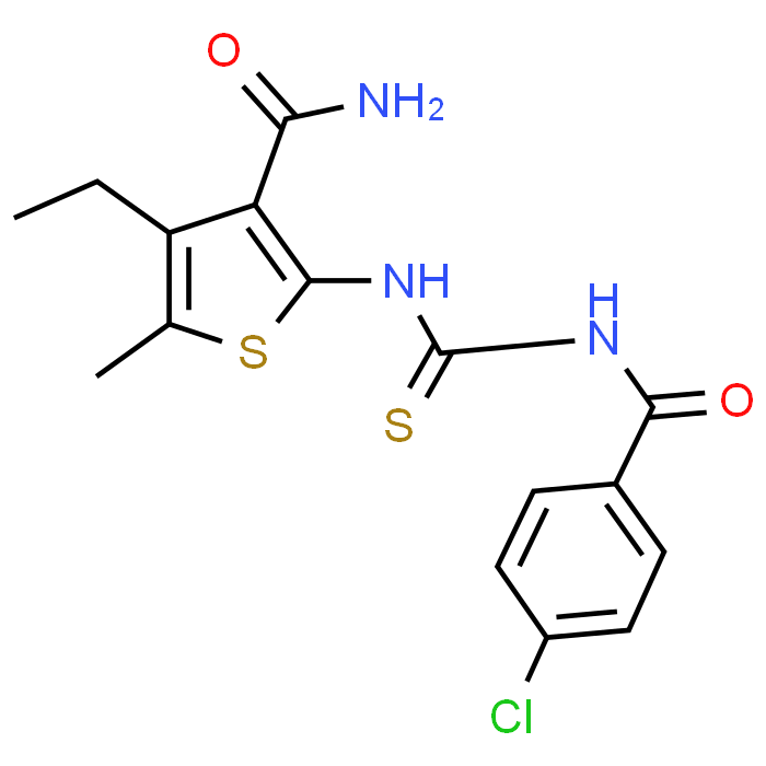 2-(3-(4-Chlorobenzoyl)thioureido)-4-ethyl-5-methylthiophene-3-carboxamide