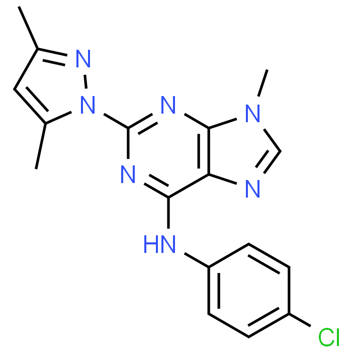 N-(4-Chlorophenyl)-2-(3,5-dimethyl-1H-pyrazol-1-yl)-9-methyl-9H-purin-6-amine