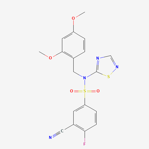 3-Cyano-N-(2,4-dimethoxybenzyl)-4-fluoro-N-(1,2,4-thiadiazol-5-yl)benzenesulfonamide