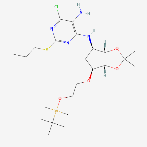 N4-((3aS,4R,6S,6aR)-6-(2-((tert-butyldimethylsilyl)oxy)ethoxy)-2,2-dimethyltetrahydro-3aH-cyclopenta[d][1,3]dioxol-4-yl)-6-chloro-2-(propylthio)pyrimidine-4,5-diamine