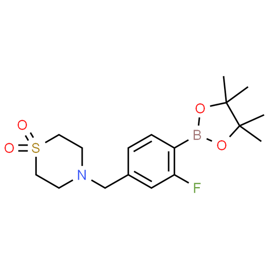 4-(3-Fluoro-4-(4,4,5,5-tetramethyl-1,3,2-dioxaborolan-2-yl)benzyl)thiomorpholine 1,1-dioxide