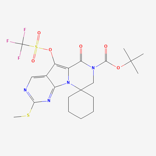 tert-Butyl 2'-(methylthio)-6'-oxo-5'-(((trifluoromethyl)sulfonyl)oxy)-6'H-spiro[cyclohexane-1,9'-pyrazino[1',2':1,5]pyrrolo[2,3-d]pyrimidine]-7'(8'H)-carboxylate