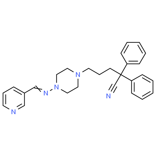 2,2-Diphenyl-5-(4-((pyridin-3-ylmethylene)amino)piperazin-1-yl)pentanenitrile