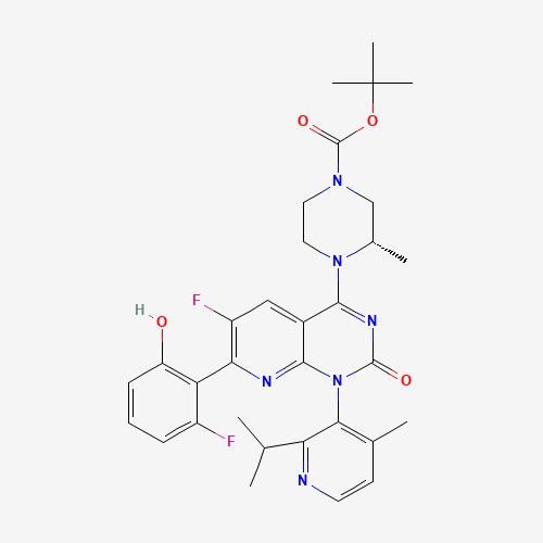 tert-Butyl (3S)-4-(6-fluoro-7-(2-fluoro-6-hydroxyphenyl)-1-(2-isopropyl-4-methylpyridin-3-yl)-2-oxo-1,2-dihydropyrido[2,3-d]pyrimidin-4-yl)-3-methylpiperazine-1-carboxylate