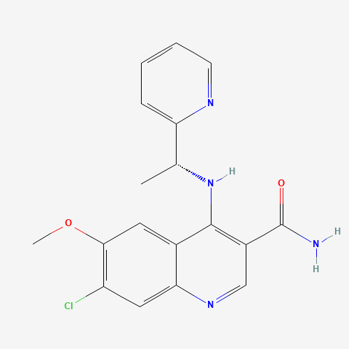 (R)-7-Chloro-6-methoxy-4-((1-(pyridin-2-yl)ethyl)amino)quinoline-3-carboxamide