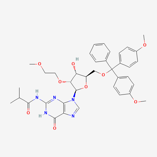 N-(9-((2R,3R,4R,5R)-5-((Bis(4-methoxyphenyl)(phenyl)methoxy)methyl)-4-hydroxy-3-(2-methoxyethoxy)tetrahydrofuran-2-yl)-6-oxo-6,9-dihydro-1H-purin-2-yl)isobutyramide