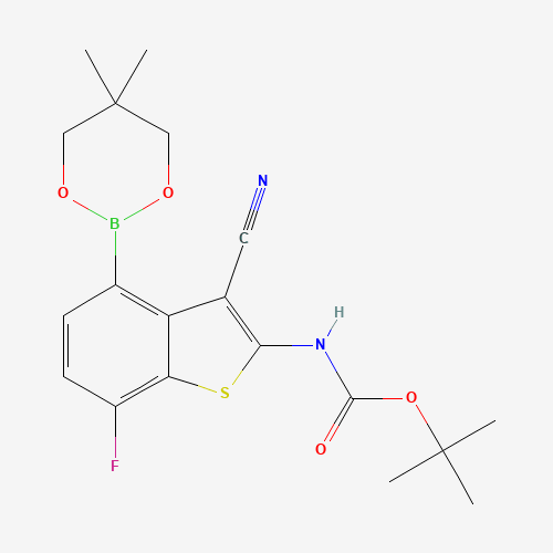 tert-Butyl (3-cyano-4-(5,5-dimethyl-1,3,2-dioxaborinan-2-yl)-7-fluorobenzo[b]thiophen-2-yl)carbamate