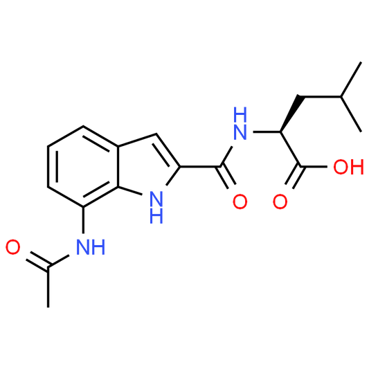 (S)-2-(7-Acetamido-1H-indole-2-carboxamido)-4-methylpentanoic acid