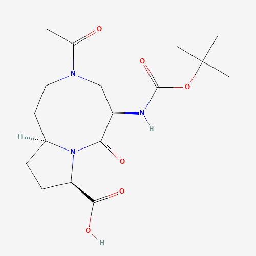 (5R,8R,10AS)-3-acetyl-5-((tert-butoxycarbonyl)amino)-6-oxodecahydropyrrolo[1,2-a][1,5]diazocine-8-carboxylic acid