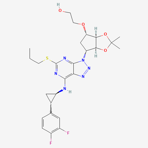 2-(((3aR,4S,6R,6aS)-6-(7-(((1R,2S)-2-(3,4-Difluorophenyl)cyclopropyl)amino)-5-(propylthio)-3H-[1,2,3]triazolo[4,5-d]pyrimidin-3-yl)-2,2-dimethyltetrahydro-3aH-cyclopenta[d][1,3]dioxol-4-yl)oxy)ethanol
