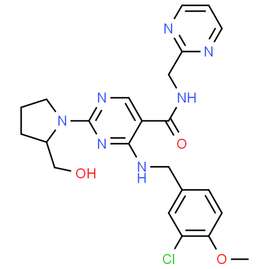 (S)-4-((3-Chloro-4-methoxybenzyl)amino)-2-(2-(hydroxymethyl)pyrrolidin-1-yl)-N-(pyrimidin-2-ylmethyl)pyrimidine-5-carboxamide