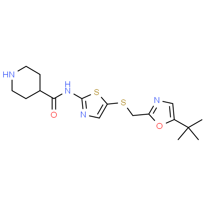 N-(5-(((5-(tert-Butyl)oxazol-2-yl)methyl)thio)thiazol-2-yl)piperidine-4-carboxamide