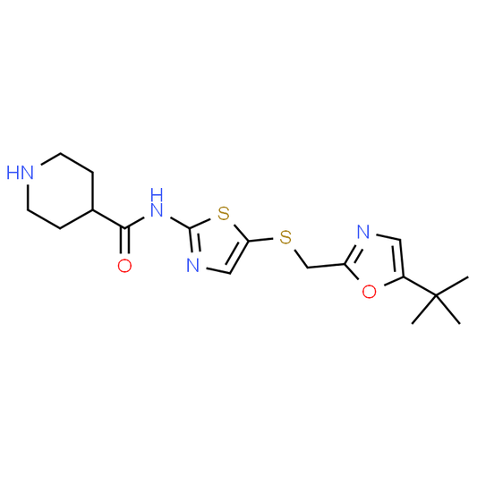 N-(5-(((5-(tert-Butyl)oxazol-2-yl)methyl)thio)thiazol-2-yl)piperidine-4-carboxamide