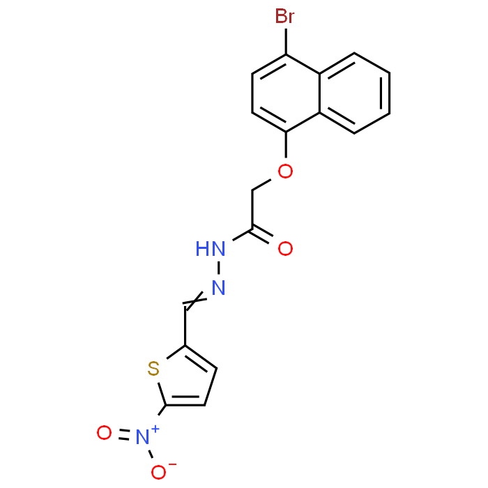 2-((4-Bromonaphthalen-1-yl)oxy)-N'-((5-nitrothiophen-2-yl)methylene)acetohydrazide