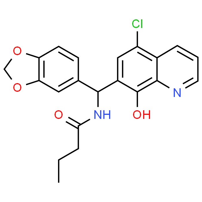 N-(Benzo[d][1,3]dioxol-5-yl(5-chloro-8-hydroxyquinolin-7-yl)methyl)butyramide
