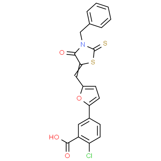 5-(5-((3-Benzyl-4-oxo-2-thioxothiazolidin-5-ylidene)methyl)furan-2-yl)-2-chlorobenzoic acid