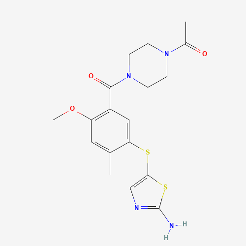 1-(4-(5-(2-Aminothiazol-5-ylthio)-2-methoxy-4-methylbenzoyl)piperazin-1-yl)ethanone