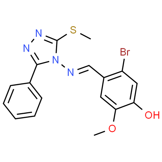 5-Bromo-2-methoxy-4-(((3-(methylthio)-5-phenyl-4H-1,2,4-triazol-4-yl)imino)methyl)phenol