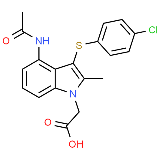 2-(4-Acetamido-3-((4-chlorophenyl)thio)-2-methyl-1H-indol-1-yl)acetic acid