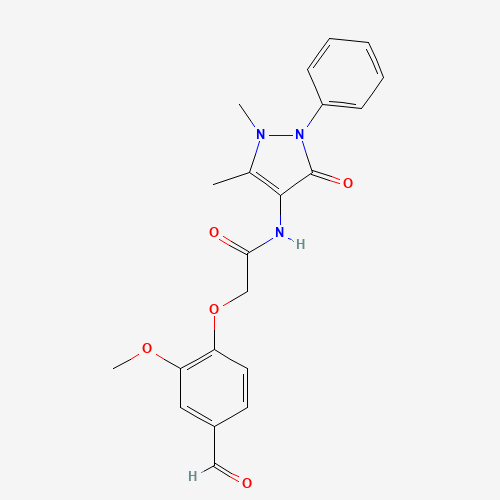 N-(1,5-Dimethyl-3-oxo-2-phenyl-2,3-dihydro-1H-pyrazol-4-yl)-2-(4-formyl-2-methoxyphenoxy)acetamide
