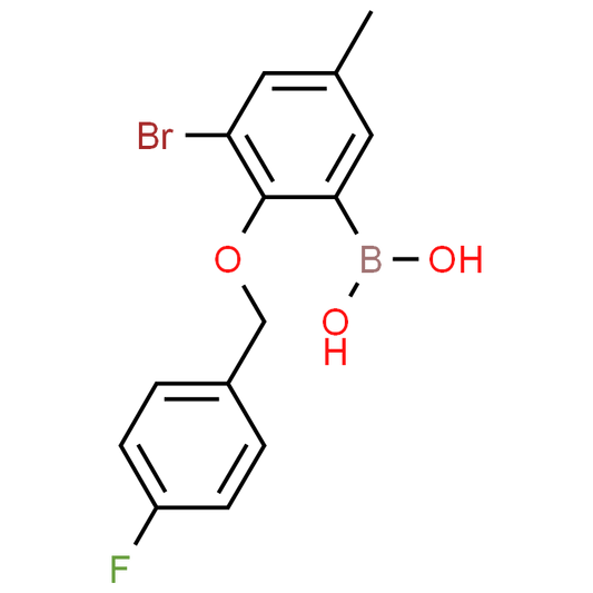 (3-Bromo-2-((4-fluorobenzyl)oxy)-5-methylphenyl)boronic acid