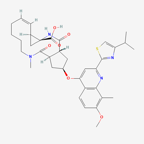 (2R,3aR,11aS,12aR,14aR,Z)-2-((2-(4-Isopropylthiazol-2-yl)-7-methoxy-8-methylquinolin-4-yl)oxy)-5-methyl-4,14-dioxo-1,2,3,3a,4,5,6,7,8,9,11a,12,12a,13,14,14a-hexadecahydrocyclopenta[c]cyclopropa[g][1,6]diazacyclotetradecine-12a-carboxylic acid
