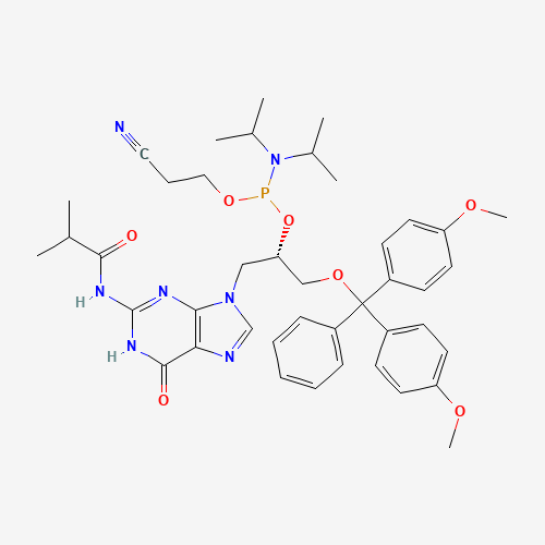 (S)-1-(Bis(4-methoxyphenyl)(phenyl)methoxy)-3-(2-isobutyramido-6-oxo-3H-purin-9(6H)-yl)propan-2-yl (2-cyanoethyl) diisopropylphosphoramidite