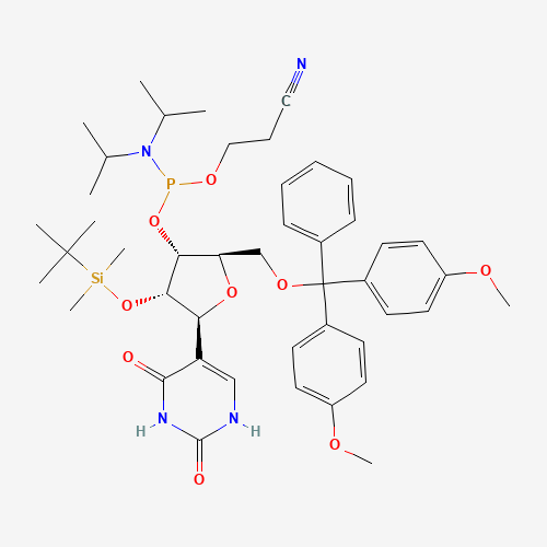 (2R,3R,4S,5S)-2-((Bis(4-methoxyphenyl)(phenyl)methoxy)methyl)-4-((tert-butyldimethylsilyl)oxy)-5-(2,4-dioxo-1,2,3,4-tetrahydropyrimidin-5-yl)tetrahydrofuran-3-yl (2-cyanoethyl) diisopropylphosphoramidite