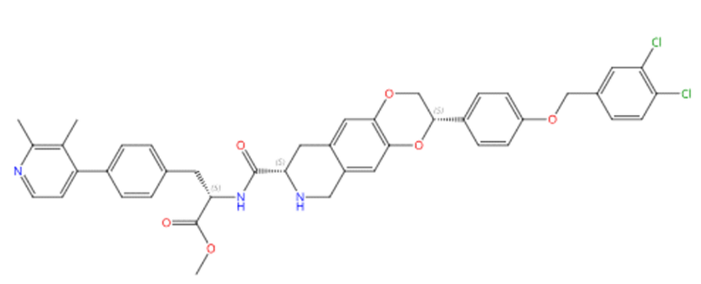 N-[[(3S,8S)-3-[4-[(3,4-Dichlorophenyl)methoxy]phenyl]-2,3,6,7,8,9-hexahydro-1,4-dioxino[2,3-g]isoquinolin-8-yl]carbonyl]-4-(2,3-dimethyl-4-pyridinyl)-L-phenylalanine methyl ester