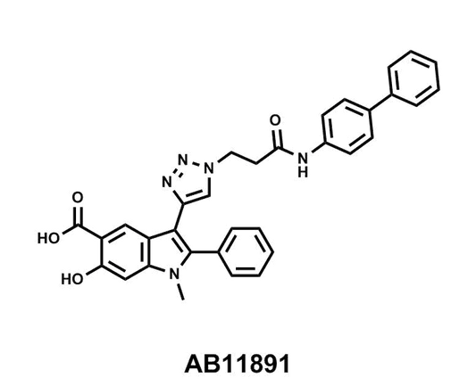 3-[1-[3-([1,1′-Biphenyl]-4-ylamino)-3-oxopropyl]-1H-1,2,3-triazol-4-yl]-6-hydroxy-1-methyl-2-phenyl-1H-indole-5-carboxylic acid