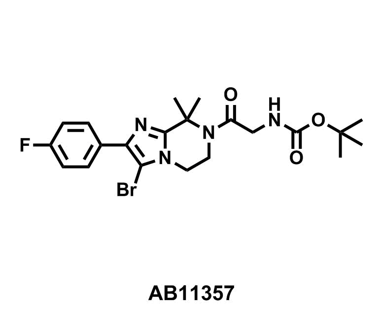 tert-Butyl (2-(3-bromo-2-(4-fluorophenyl)-8,8-dimethyl-5,6-dihydroimidazo[1,2-a]pyrazin-7(8H)-yl)-2-oxoethyl)carbamate