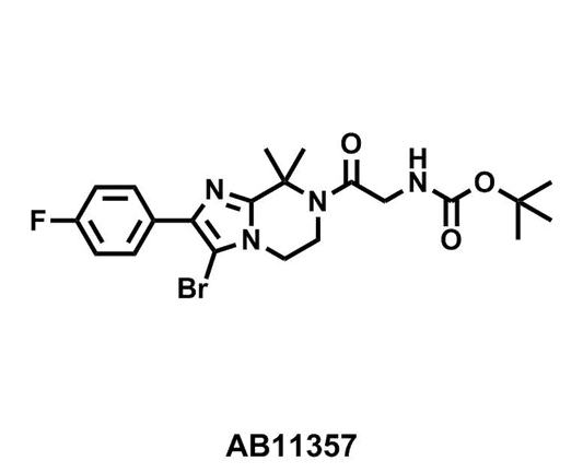 tert-Butyl (2-(3-bromo-2-(4-fluorophenyl)-8,8-dimethyl-5,6-dihydroimidazo[1,2-a]pyrazin-7(8H)-yl)-2-oxoethyl)carbamate